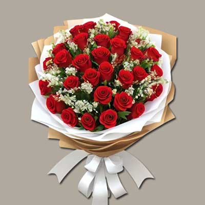 "Red Roses with Fillers Flower bunch - code BN03 - Click here to View more details about this Product